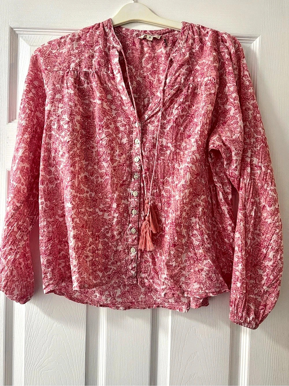 Elan Floral Blouse in Pink & White Size Small Like New